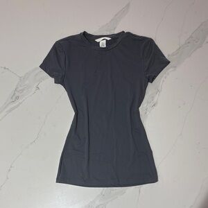 H&M Slim Fit Short Sleeve Women's Crewneck T-Shirt in Charcoal Gray